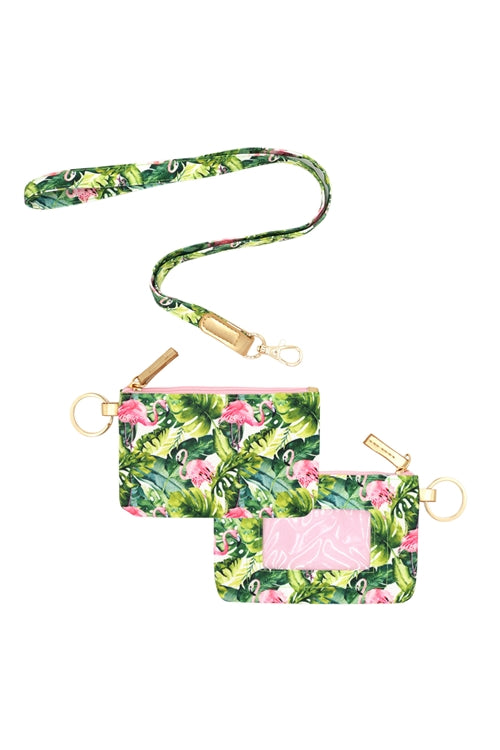 Tropical Flamingo ID Wallet And Detachable Lanyard