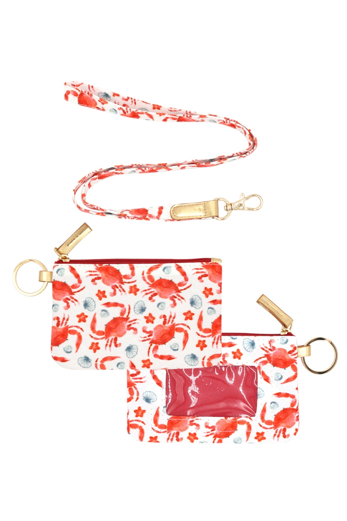 Hand Drawn Crab ID Wallet And Detachable Lanyard