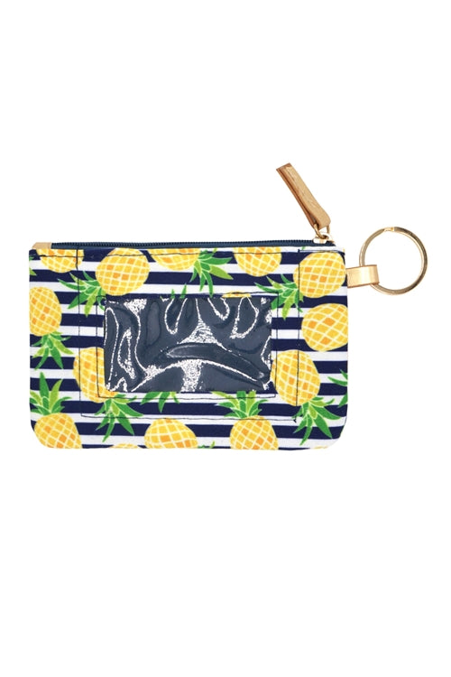 Pineapple Stripe ID Wallet And Detachable Lanyard / 1PC