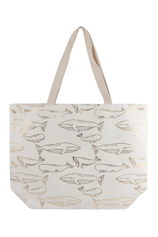 Gold Foil Whale Tote Bag