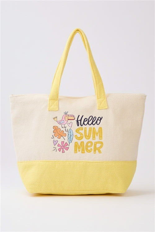 Hello Summer Terry Tote Bag