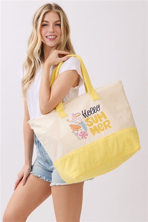 Hello Summer Terry Tote Bag