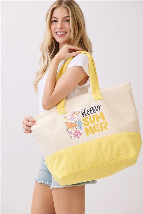 Hello Summer Terry Tote Bag