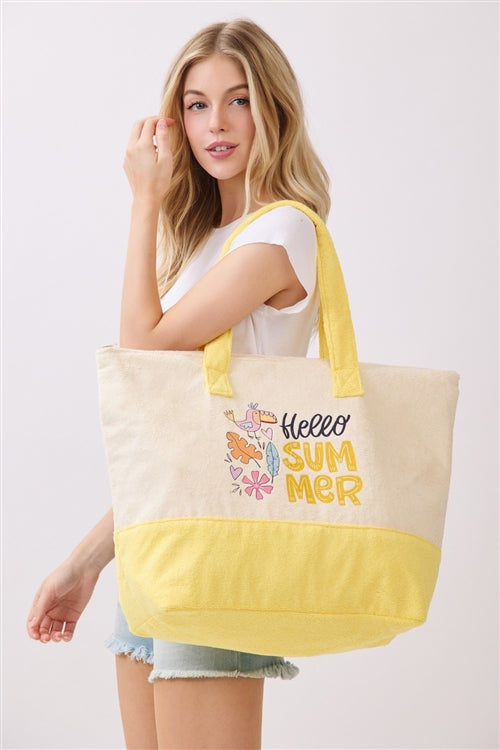 Hello Summer Terry Tote Bag