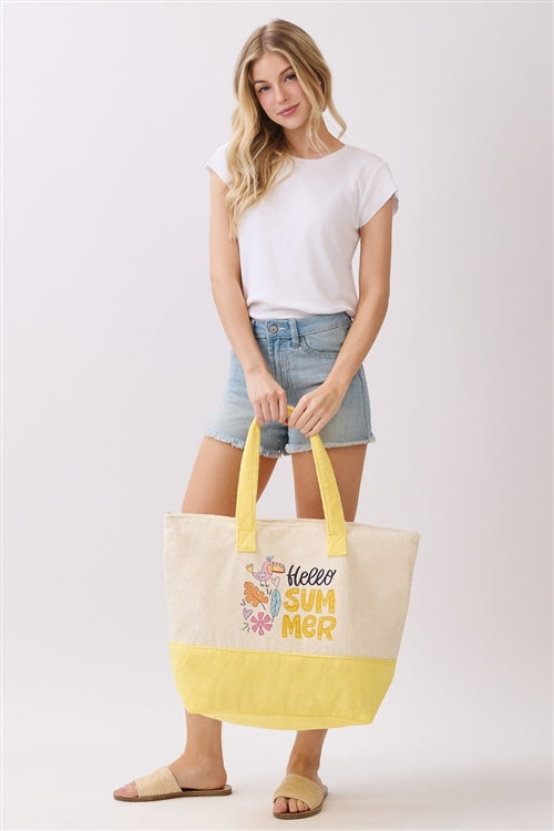 Hello Summer Terry Tote Bag
