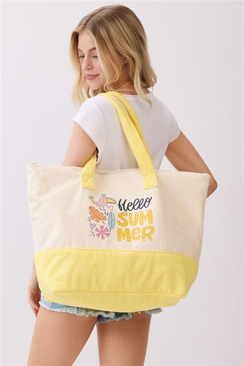 Hello Summer Terry Tote Bag