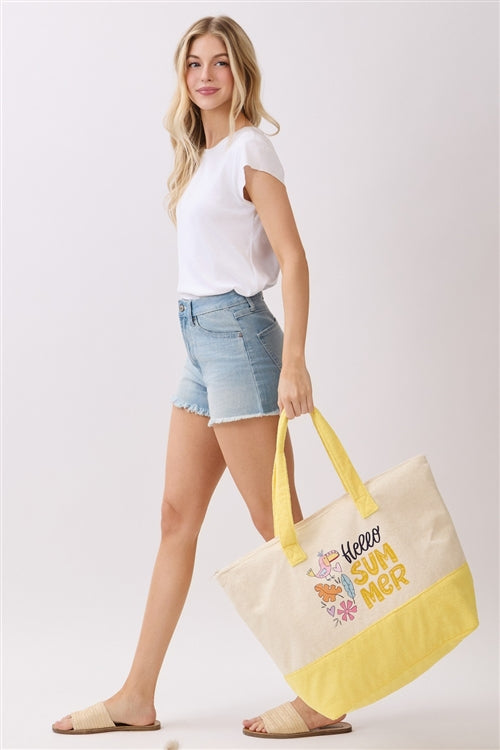 Hello Summer Terry Tote Bag