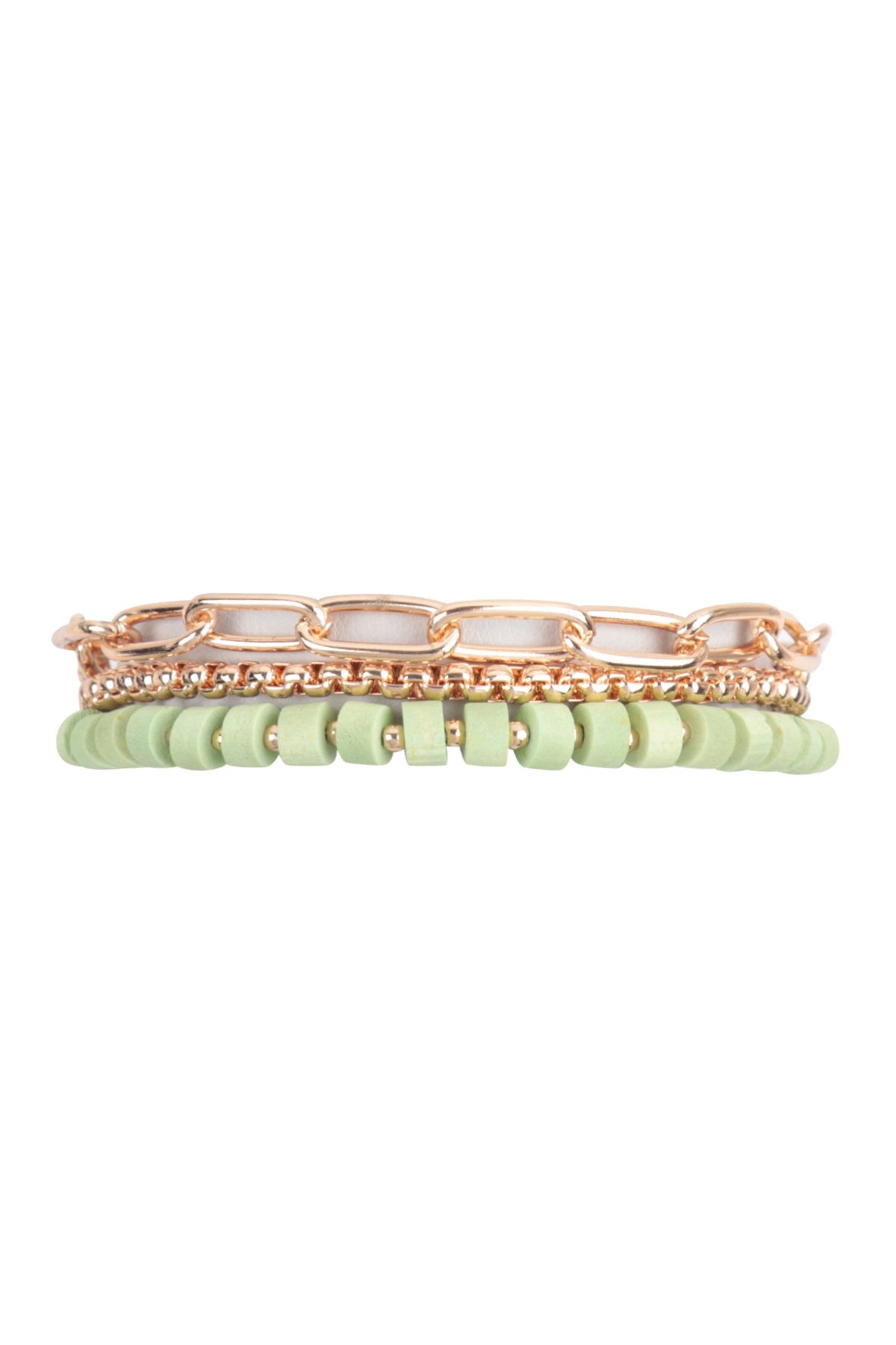 Wood Bead Chain Layered Bracelet