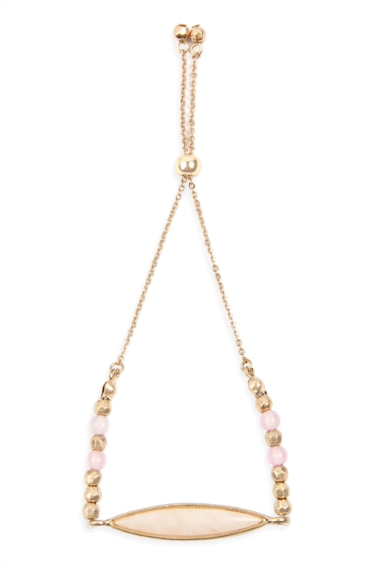 Semi Stone Marquise Beaded Charm Bracelet