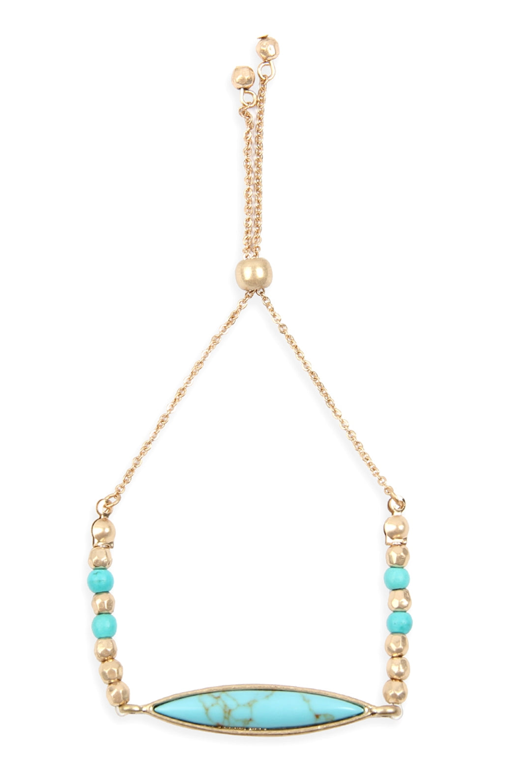 Semi Stone Marquise Beaded Charm Bracelet