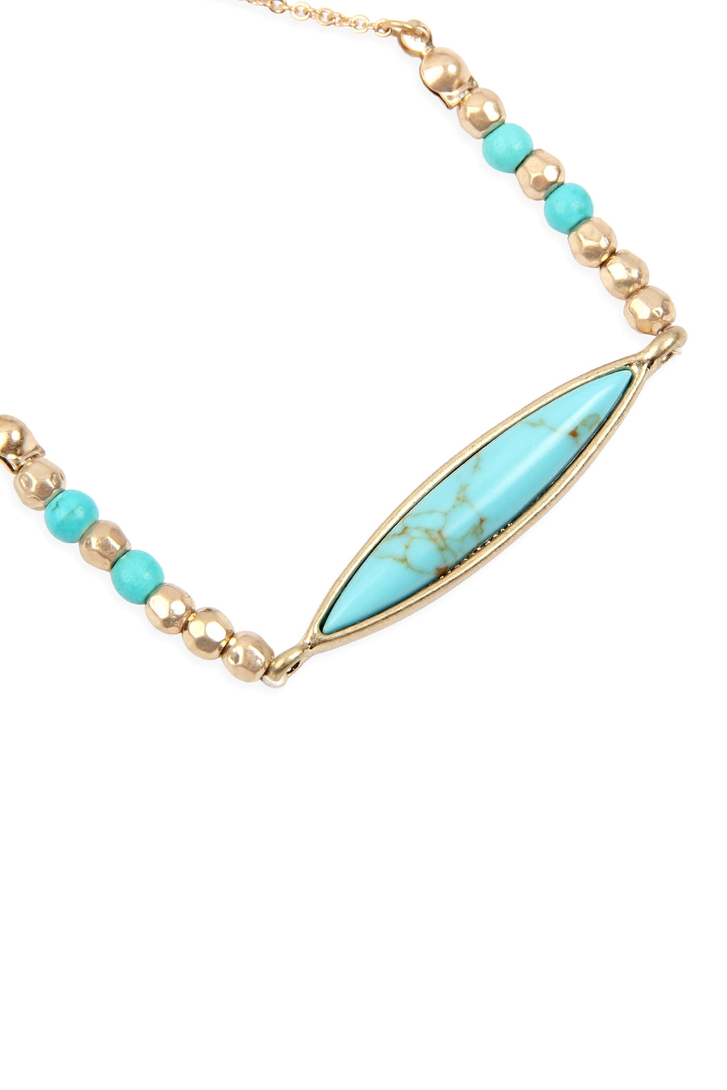 Semi Stone Marquise Beaded Charm Bracelet