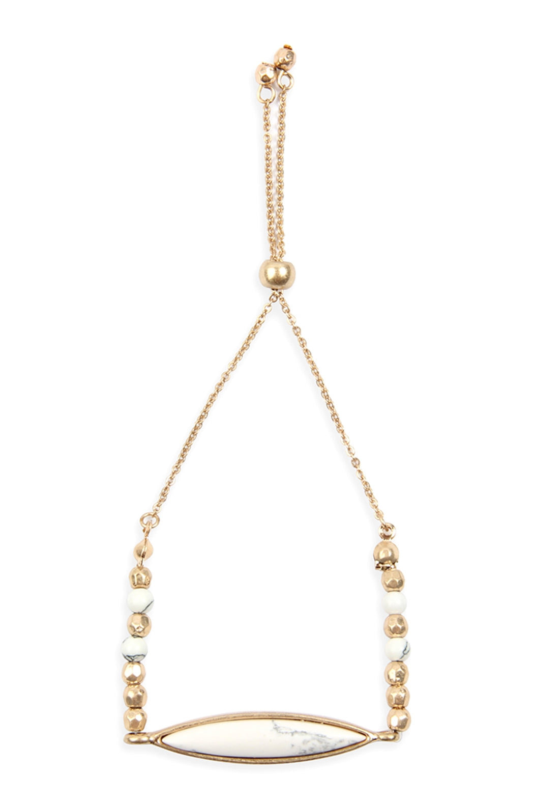 Semi Stone Marquise Beaded Charm Bracelet