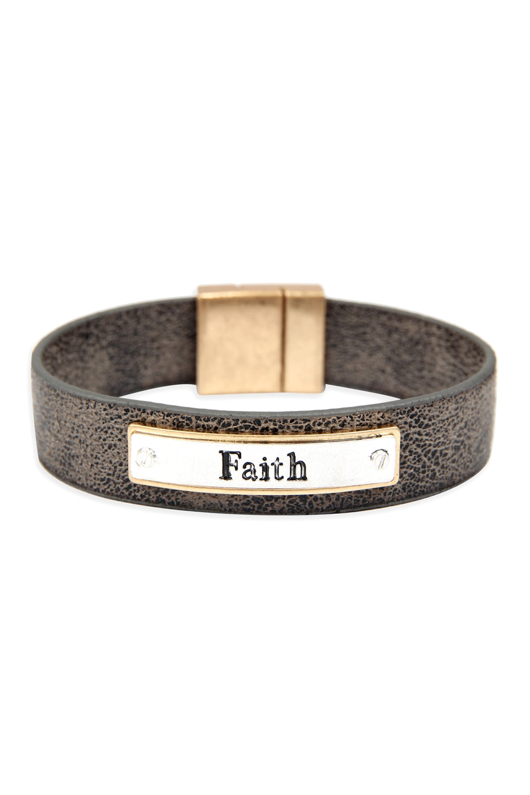 "Faith" Faux Leather Message Bracelet
