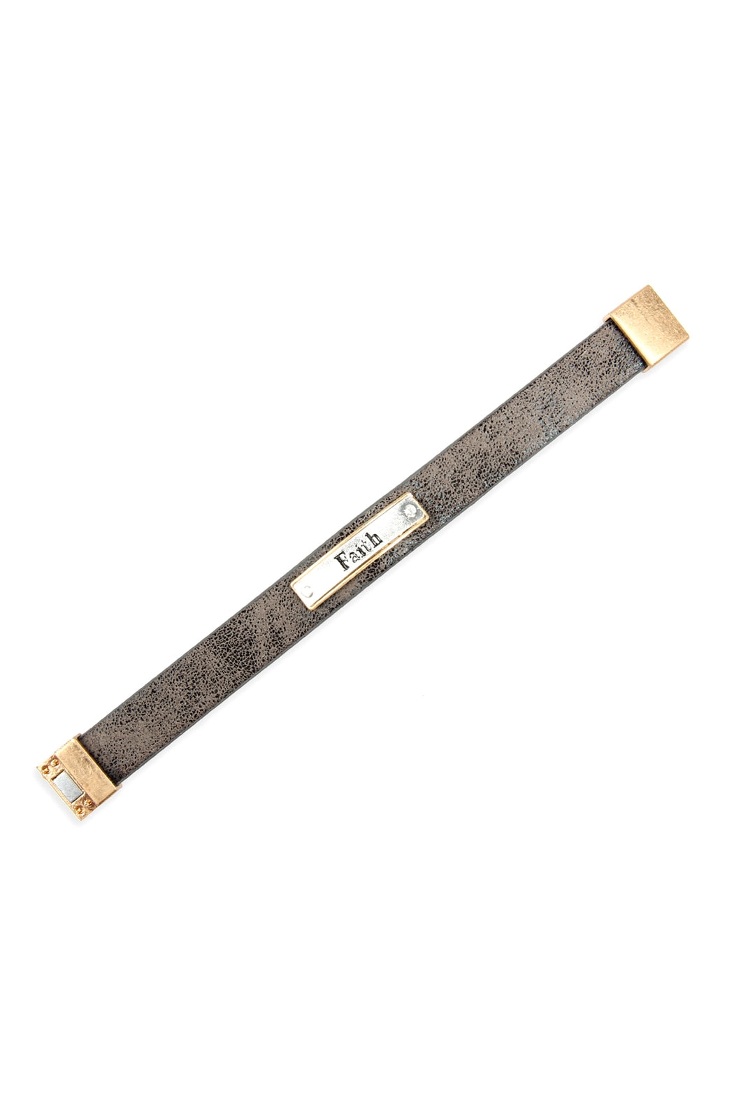 "Faith" Faux Leather Message Bracelet