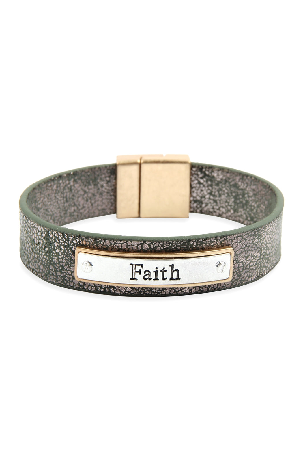 "Faith" Faux Leather Message Bracelet
