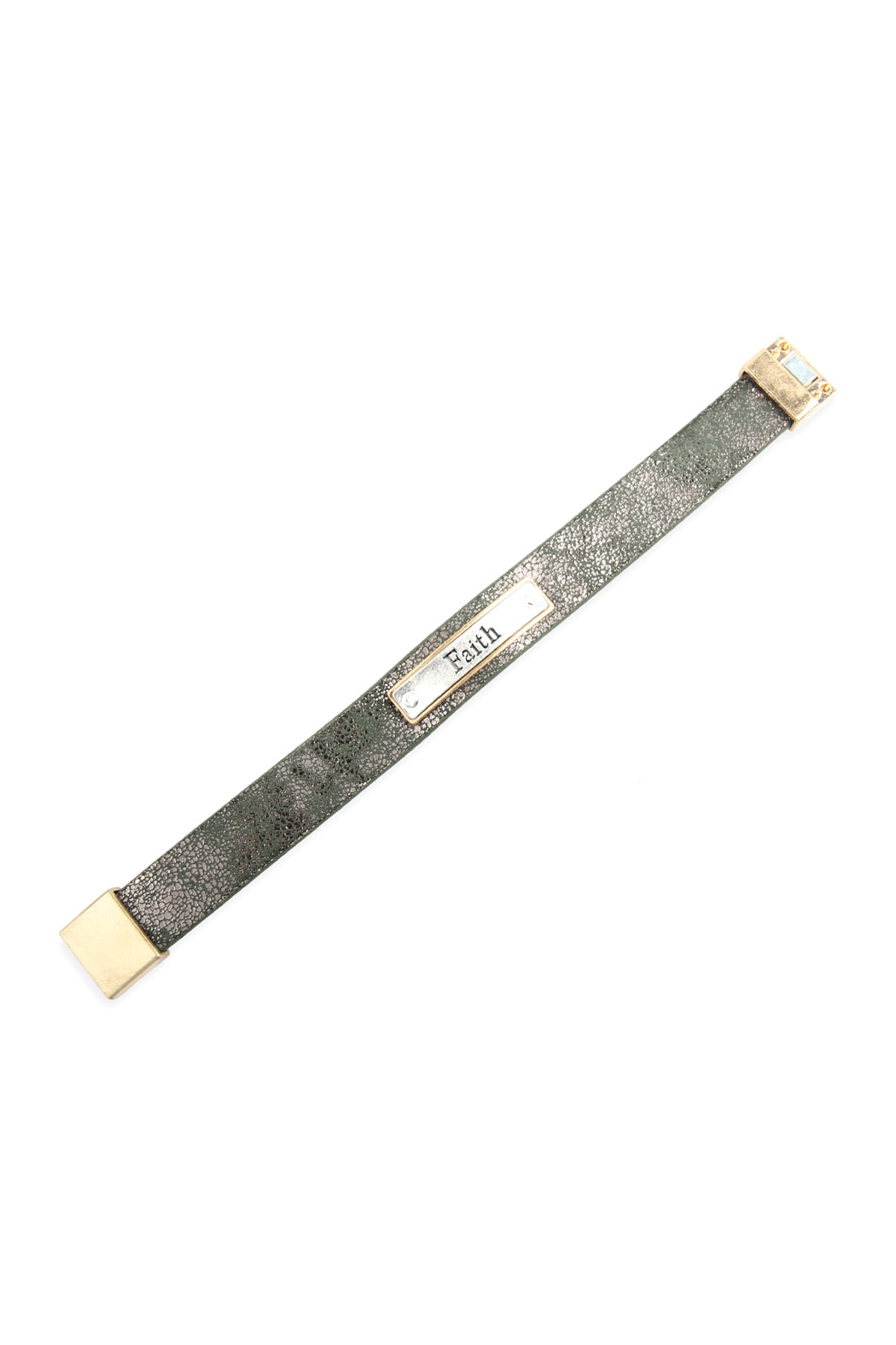 "Faith" Faux Leather Message Bracelet