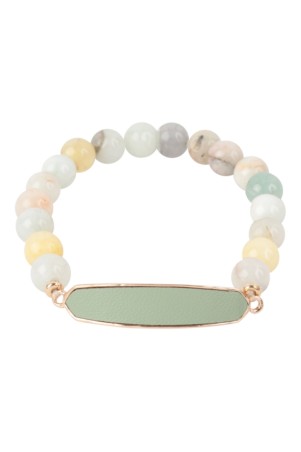Natural Stone w/ Leather Accent Bracelet