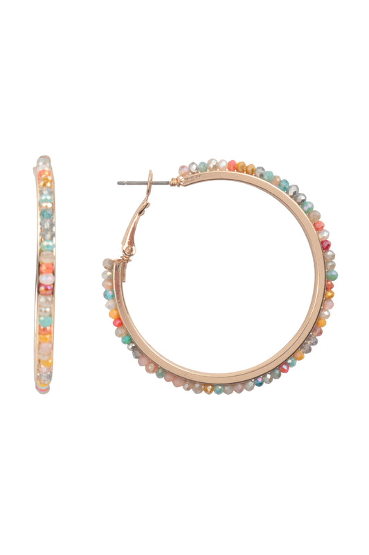 Boho Pave Rhinestone Hoop Earrings
