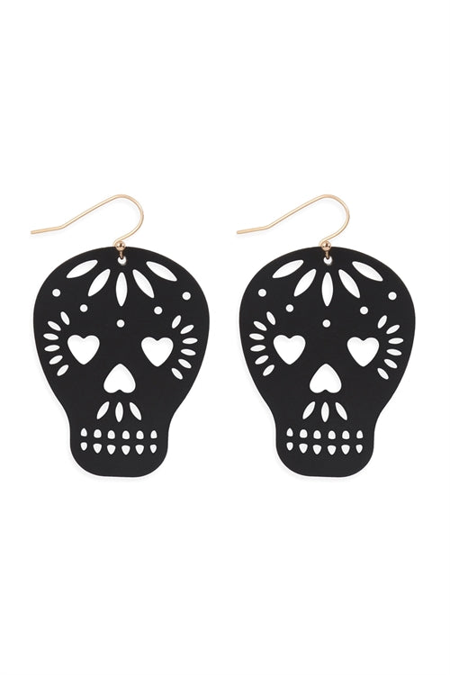 Halloween Skull Coated Filigree Hook Earrings