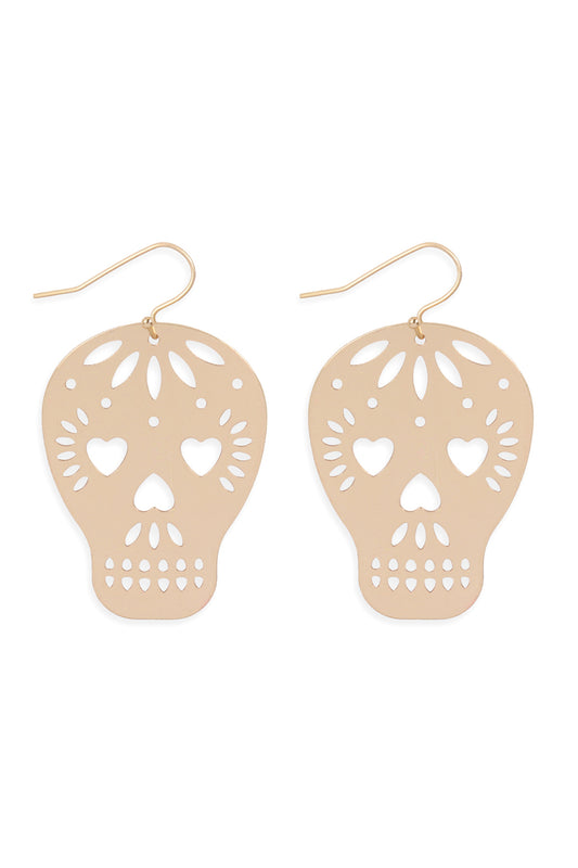 Halloween Skull Coated Filigree Hook Earrings