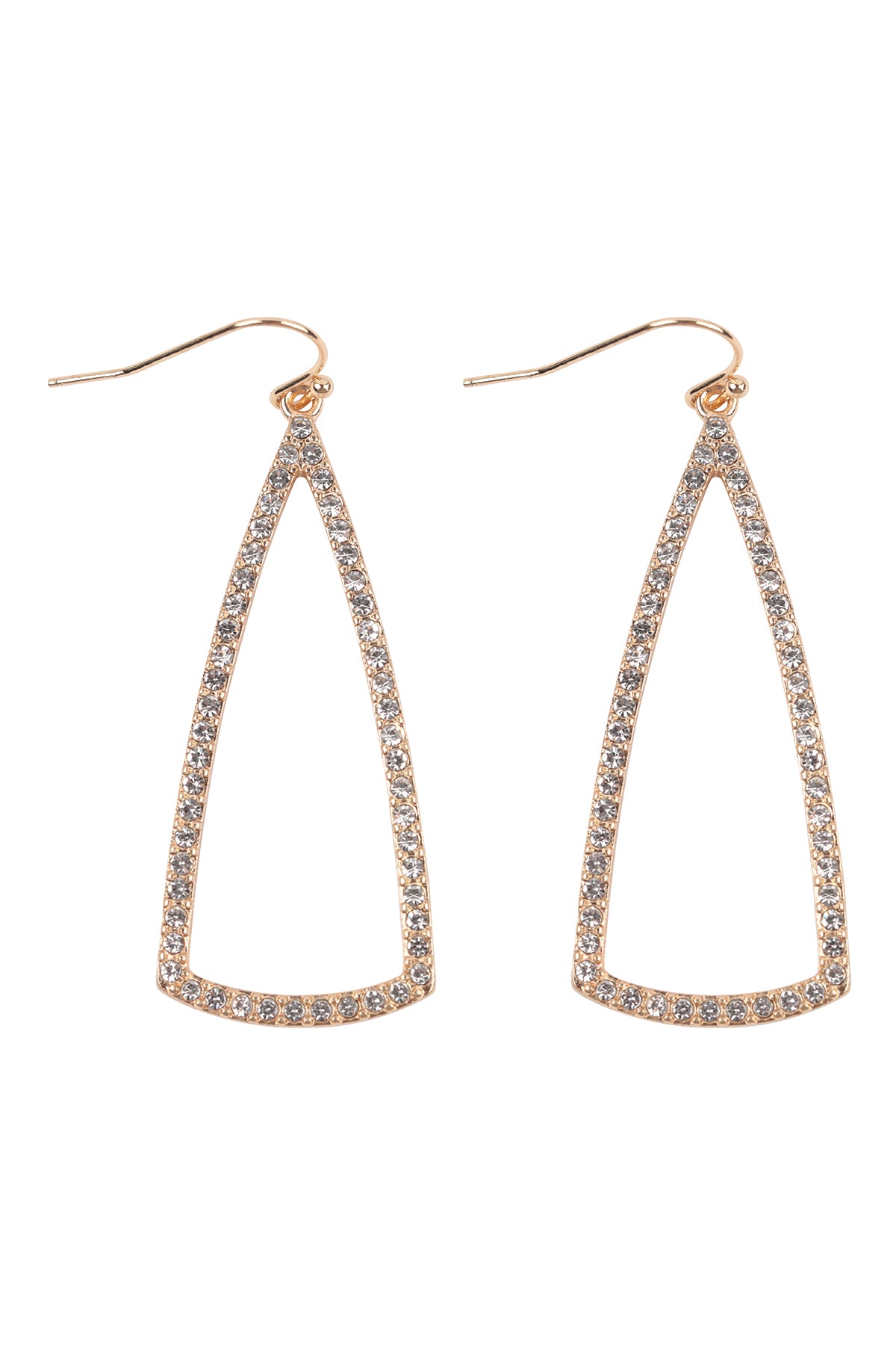 Pave Rhinestone Triangle Hook Earrings Gold