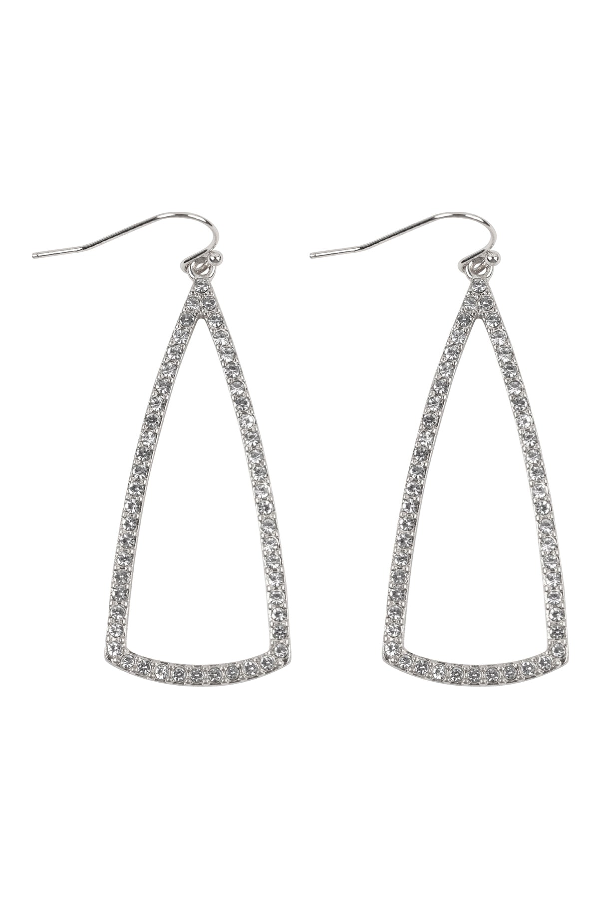 Pave Rhinestone Triangle Hook Earrings Gold