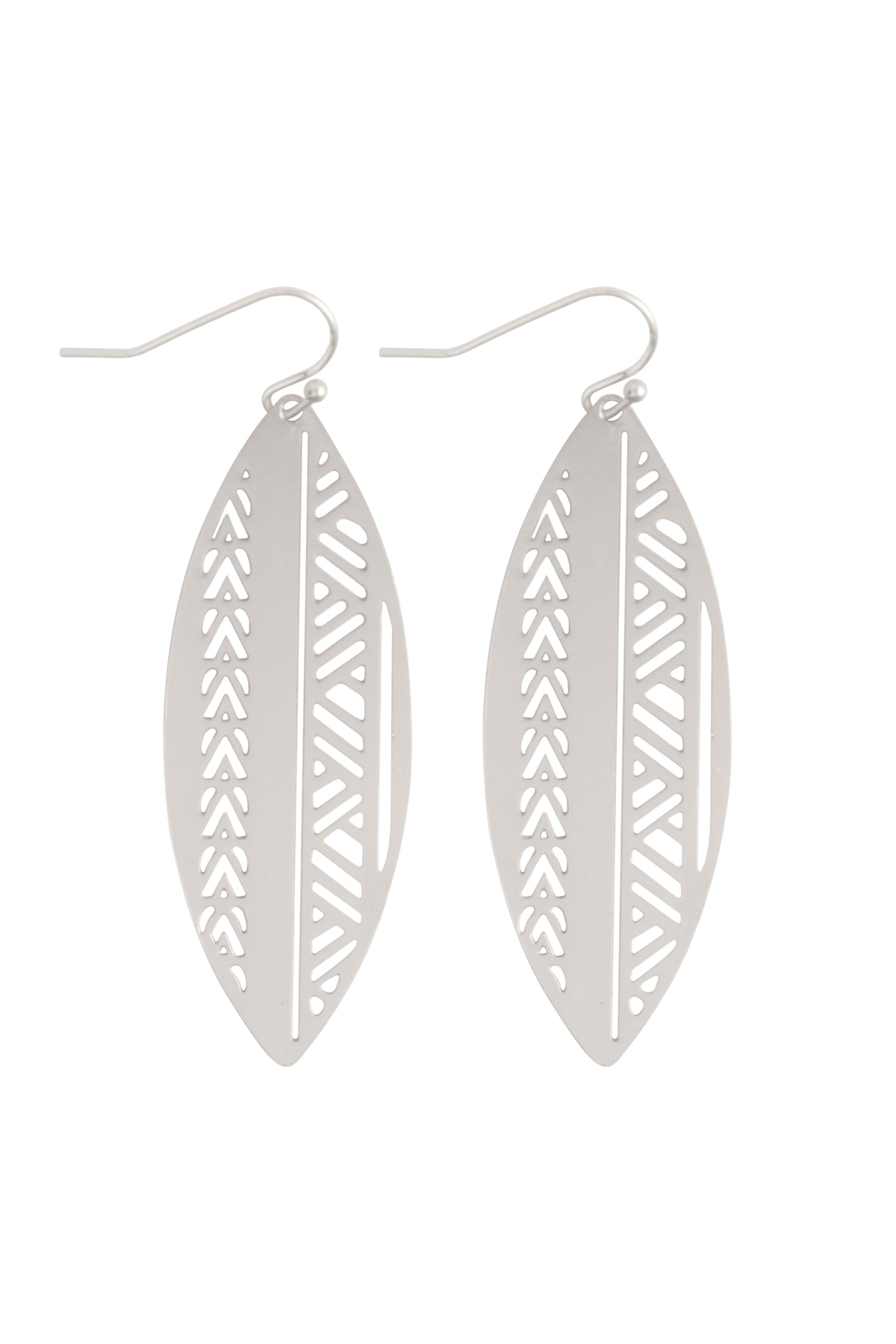 Boat Shaped Aztec Filigree Brass Earrings