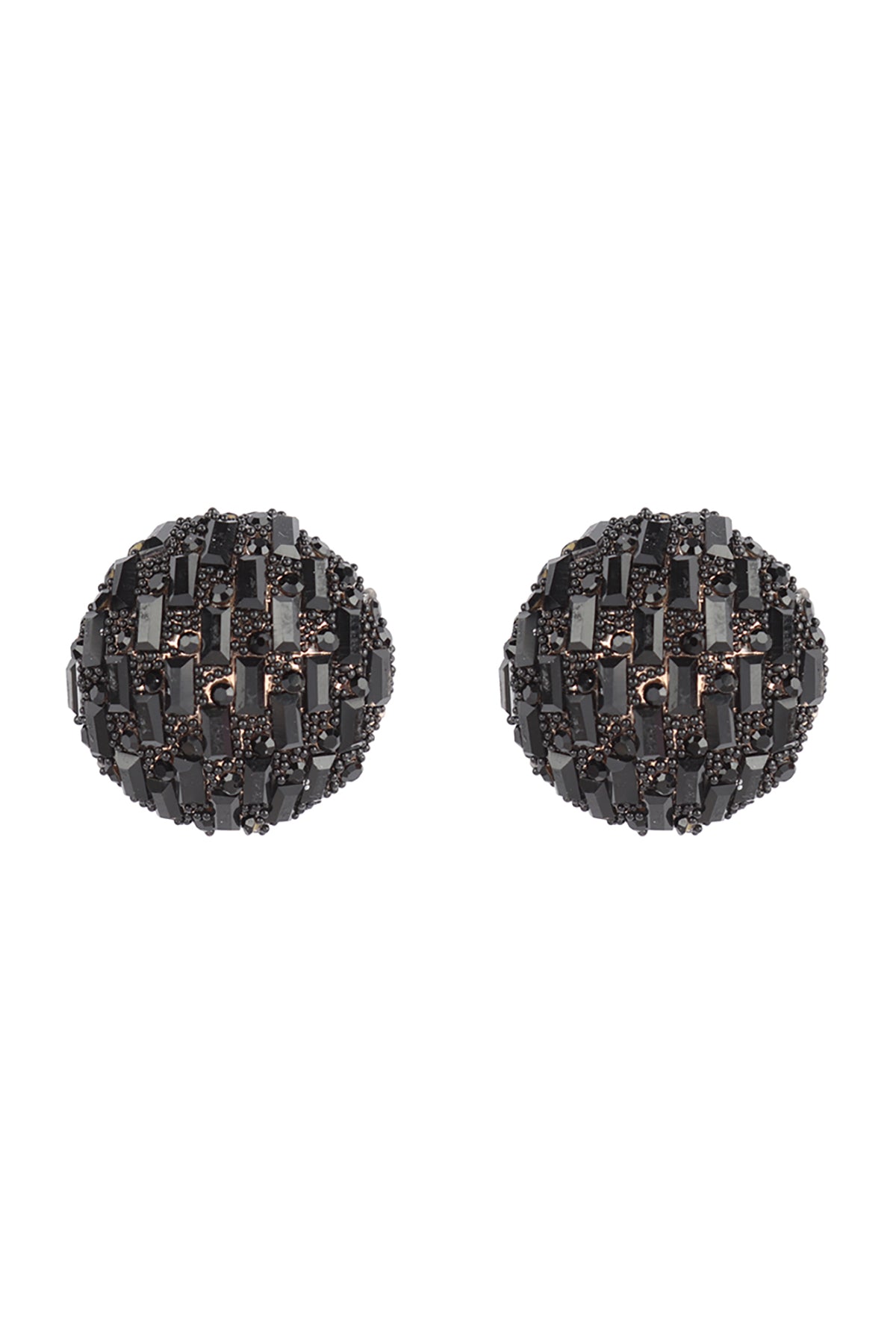 Circle Button Rhinestone Glitter Stud Earrings