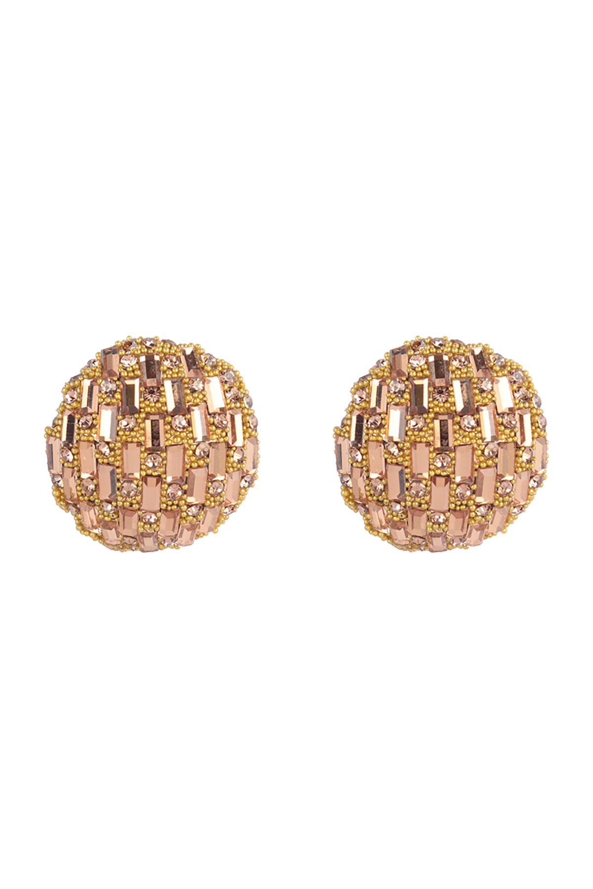 Circle Button Rhinestone Glitter Stud Earrings