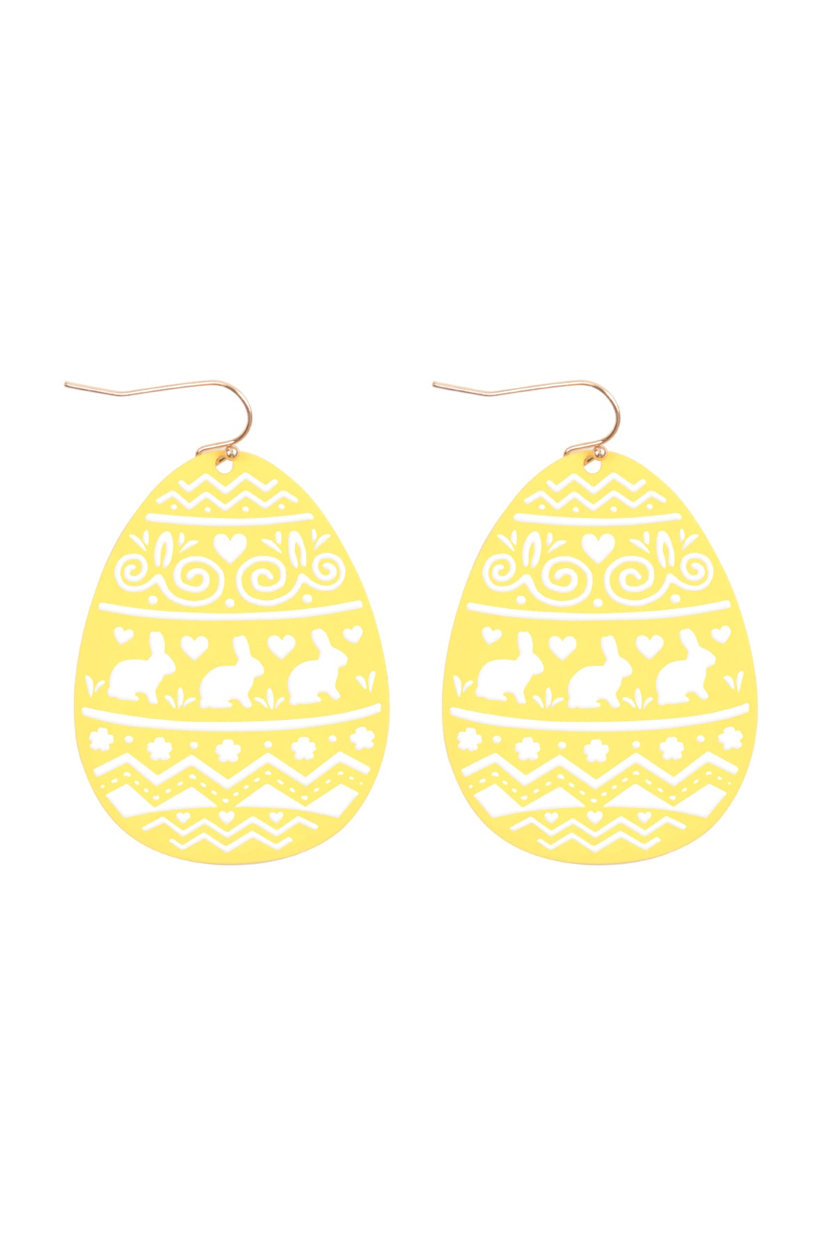 Easter Egg Filigree Colored Laser Cut Earrings Yellow