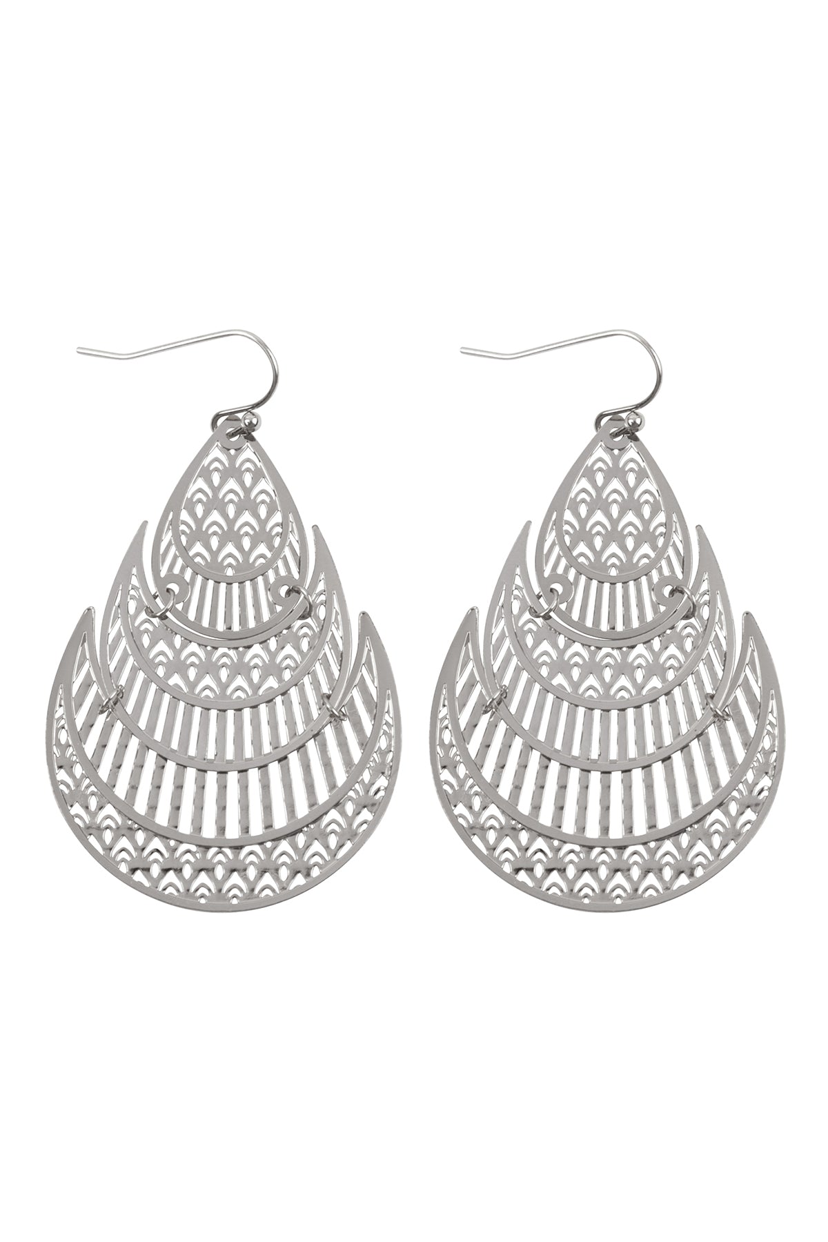 Morrocan Teardrop Shaped Filigree Drop Earrings