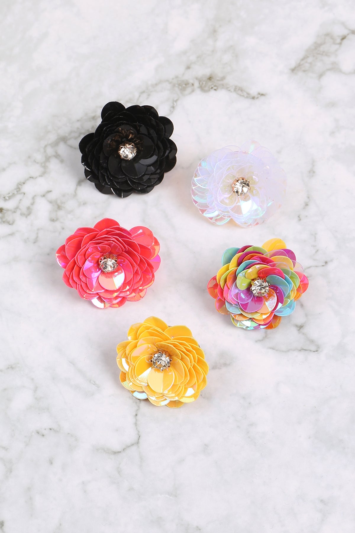 Sequin Flower Rhinestone Post earrings