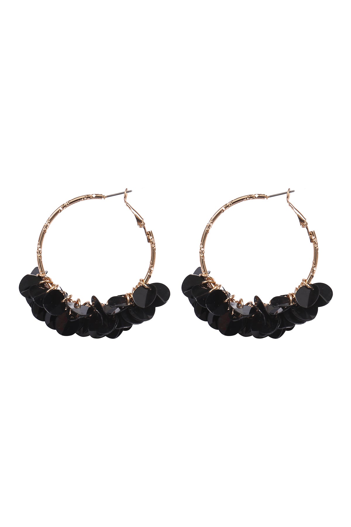 Boho Se2uin Dangle Hoop Earrings Black