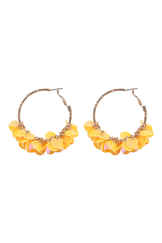 Boho Se2uin Dangle Hoop Earrings Yellow