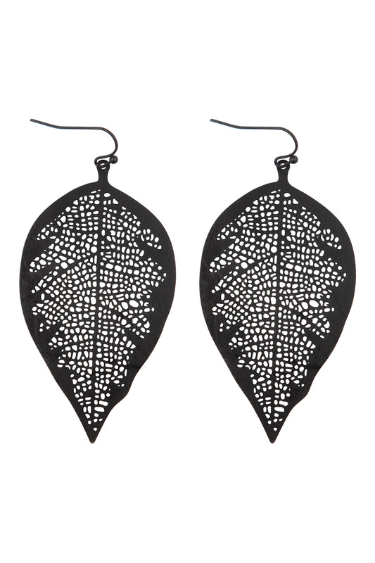 Fine Leaf Filigree Hook Earrings