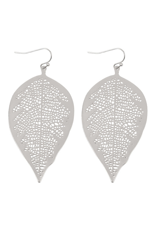 Fine Leaf Filigree Hook Earrings
