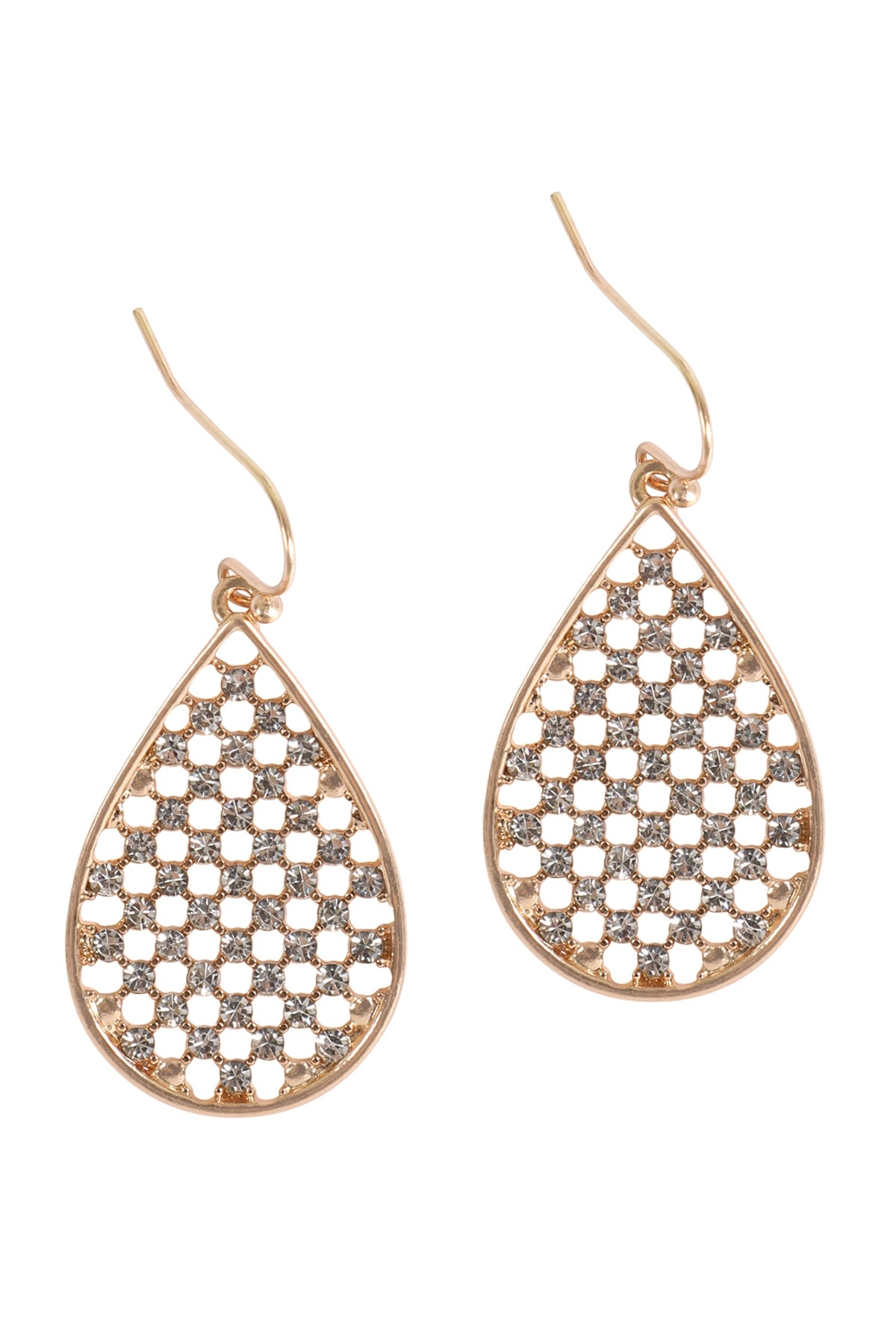 Teardrop Pave Rhinestone Hook Earrings