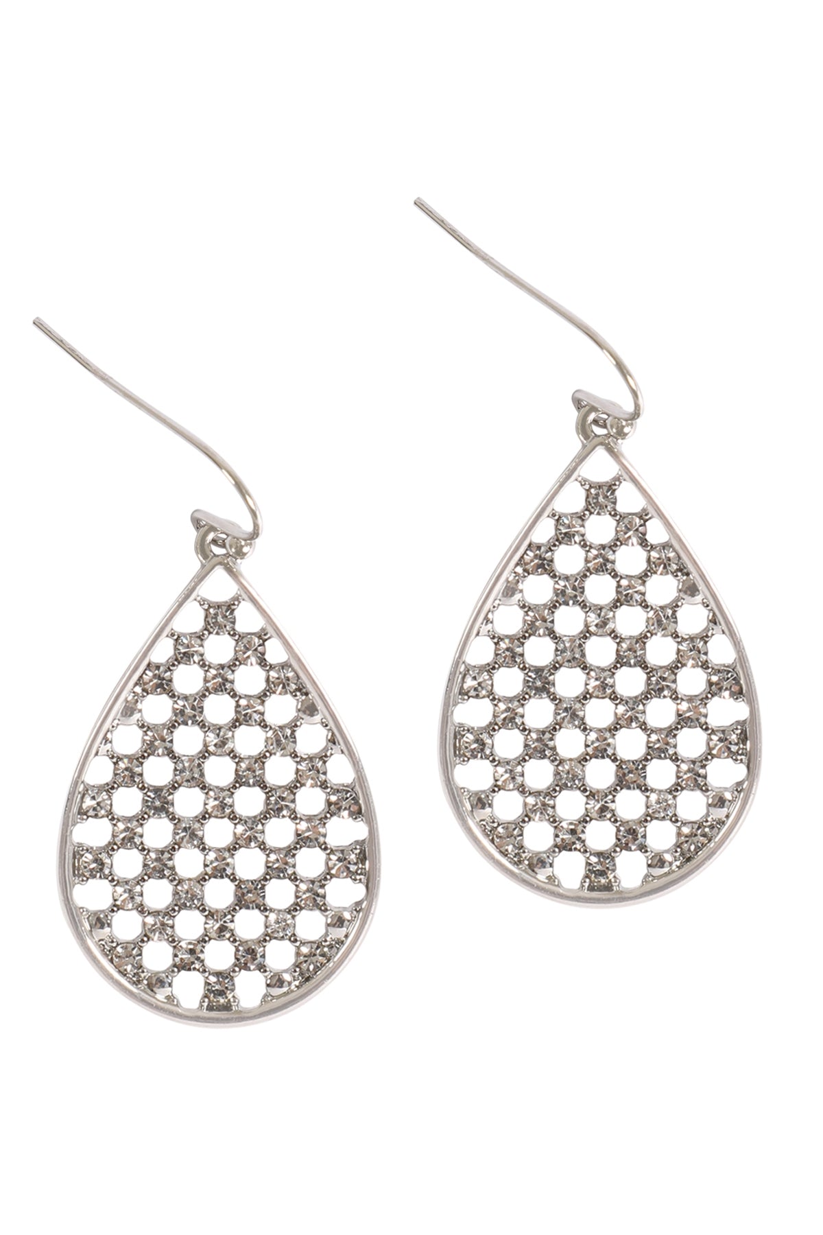 Teardrop Pave Rhinestone Hook Earrings