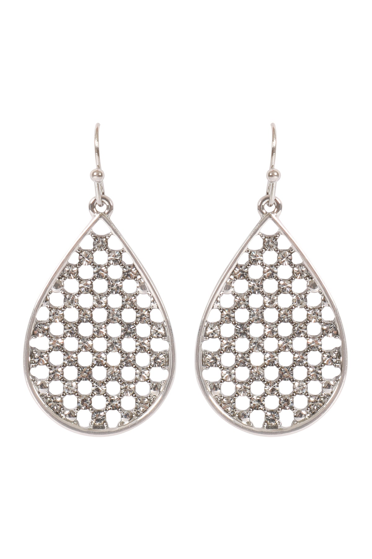Teardrop Pave Rhinestone Hook Earrings