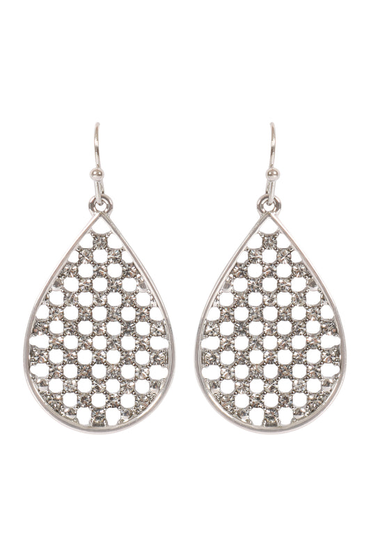 Teardrop Pave Rhinestone Hook Earrings