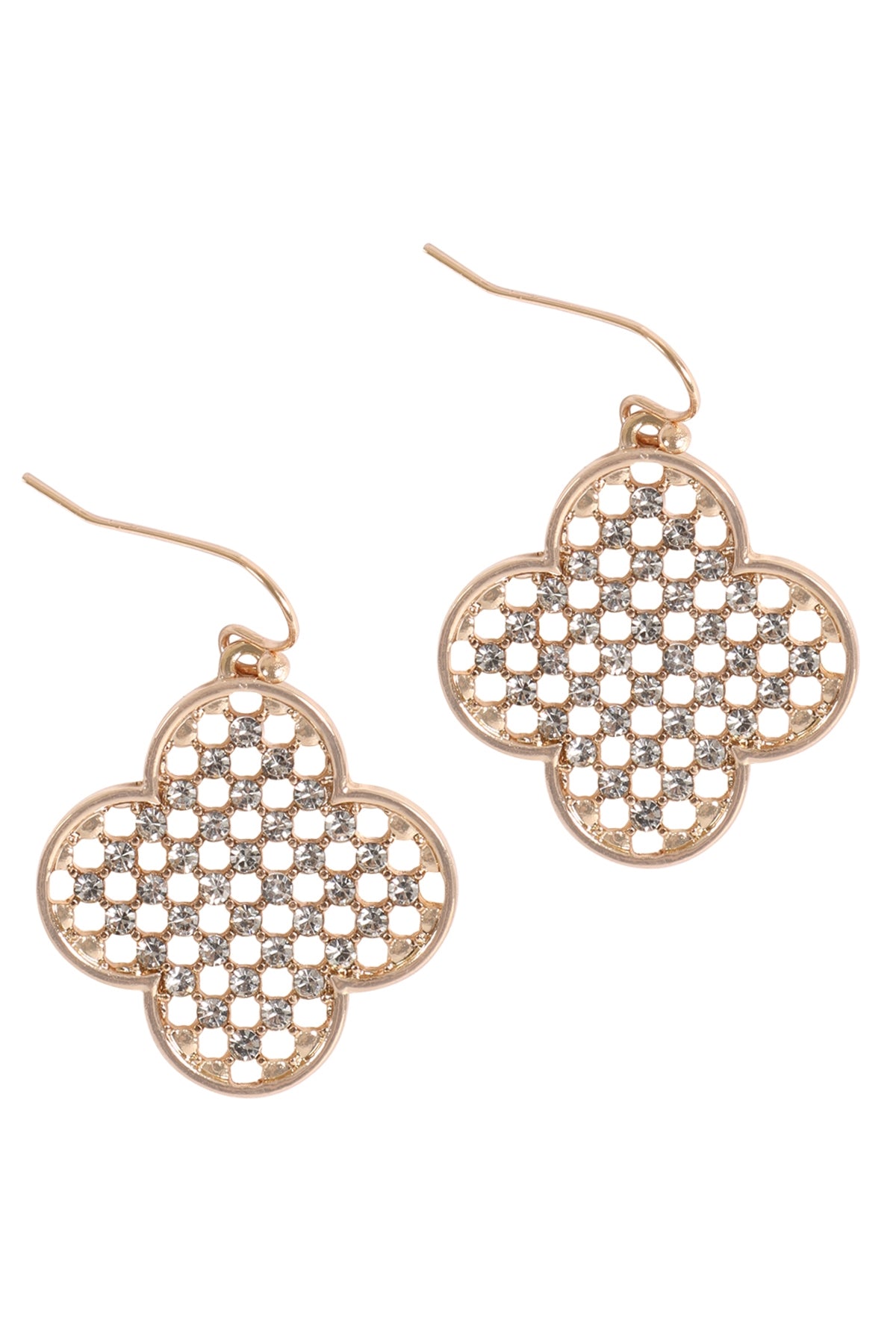 Clover Shape Rhinestone Hook Earrings
