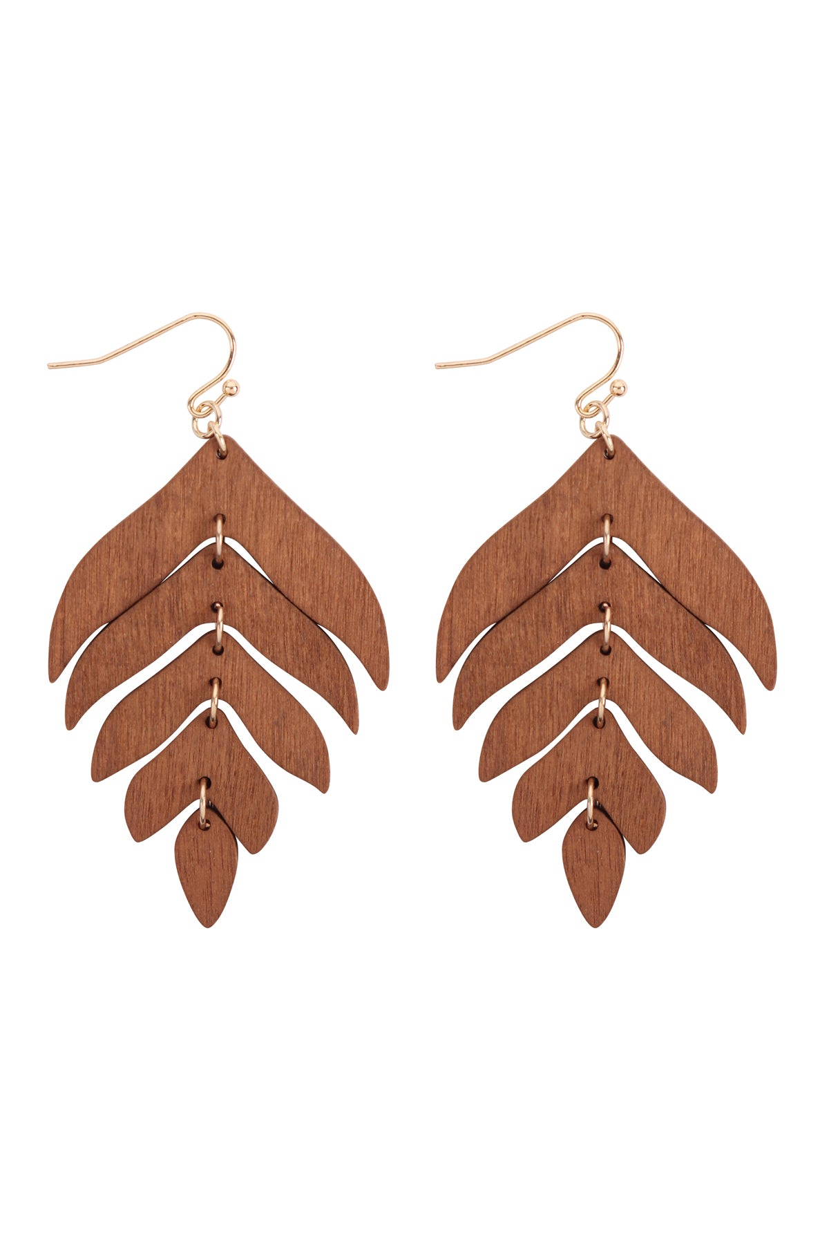 Wood Dangling Leaf Earrings 1/PC