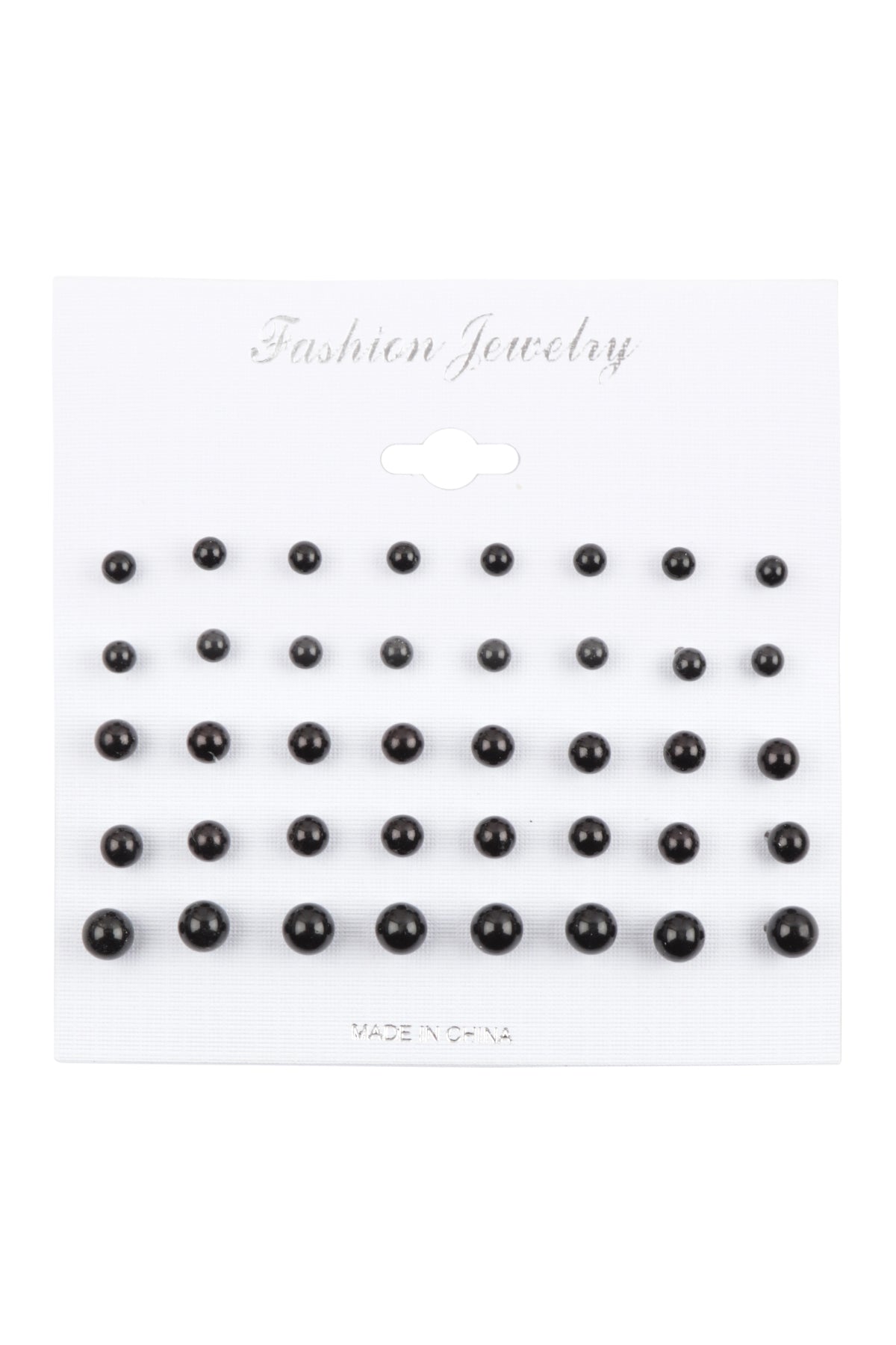Multi Size Black And Cream Ball Stud Earring Set