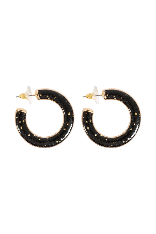 Glitter Epoxy Hoop Post Earrings