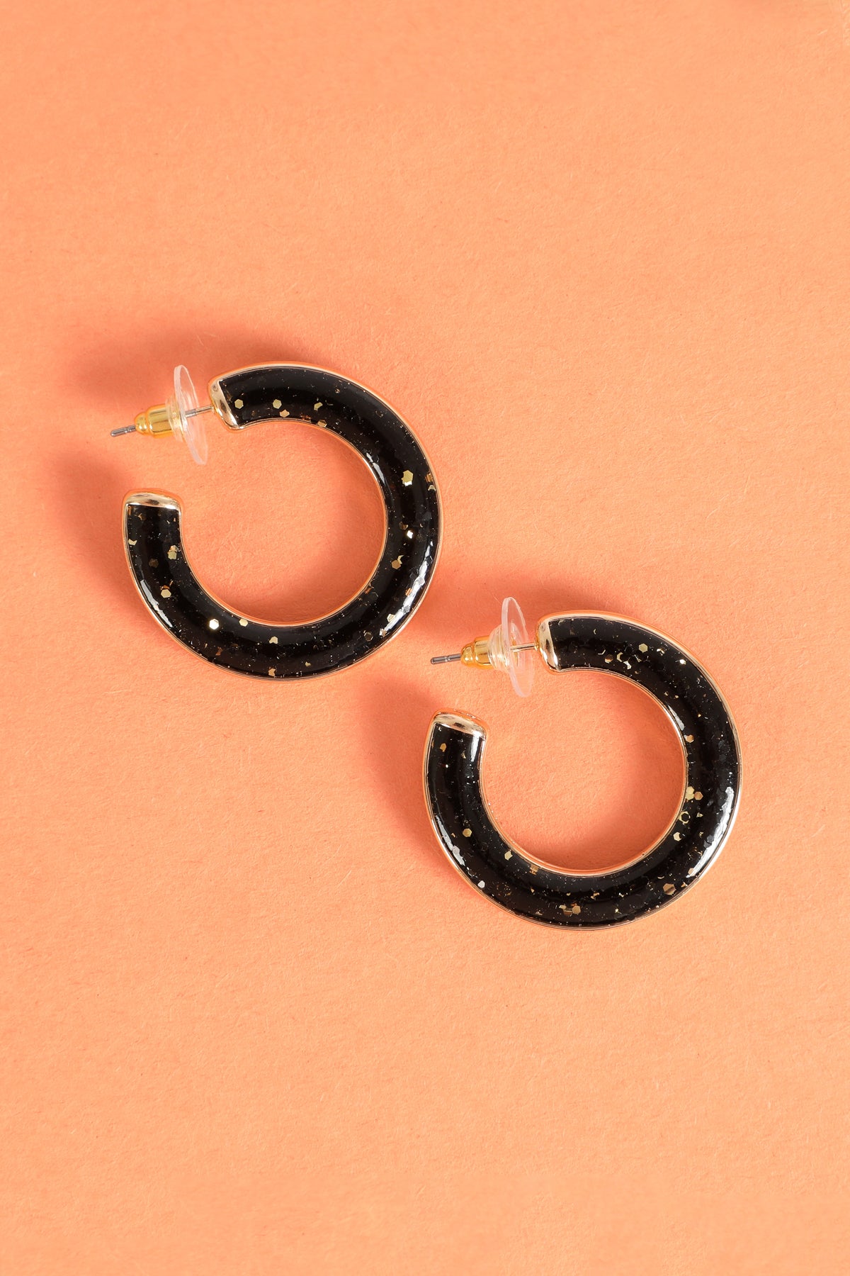 Glitter Epoxy Hoop Post Earrings