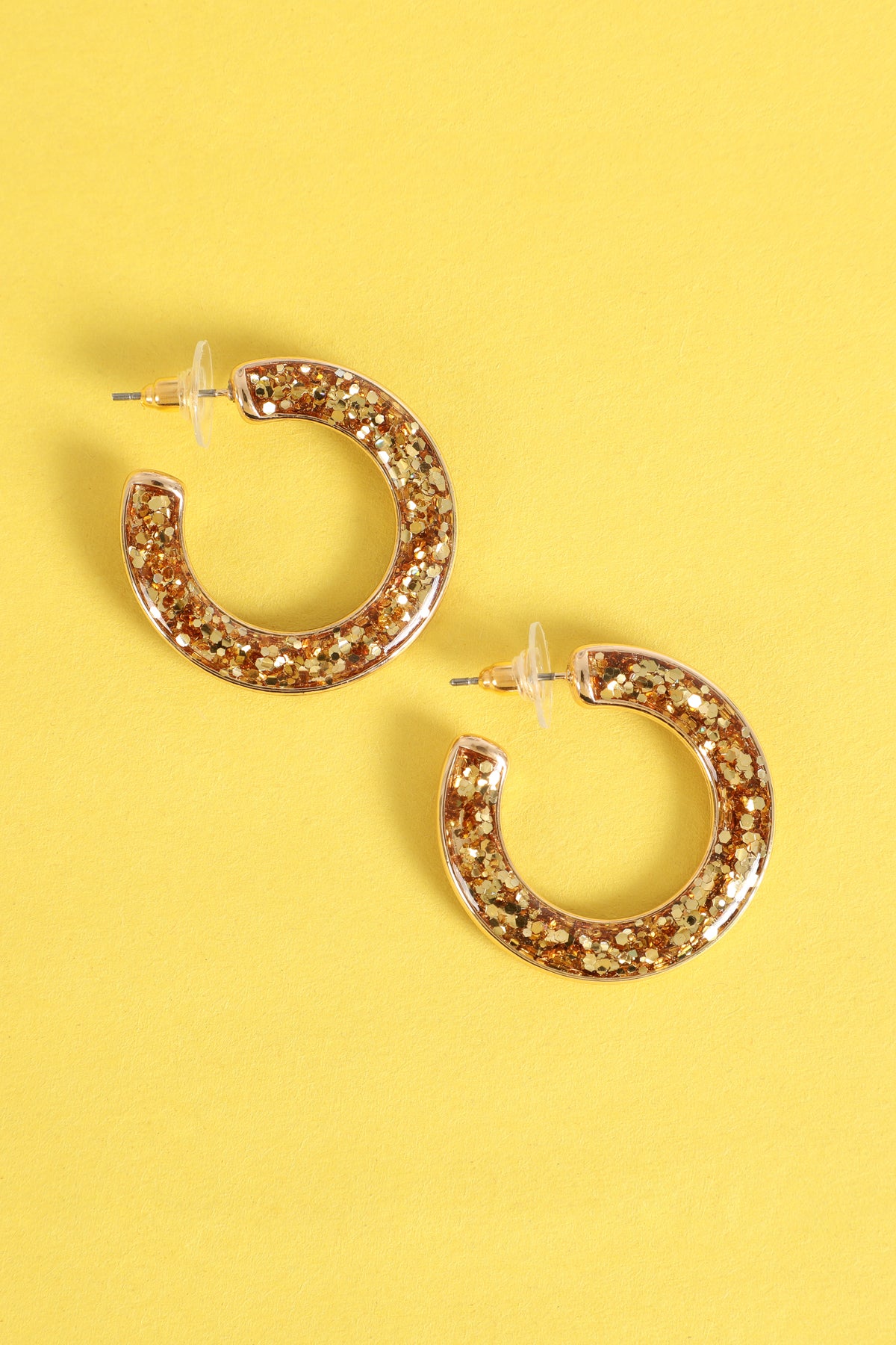 Glitter Epoxy Hoop Post Earrings