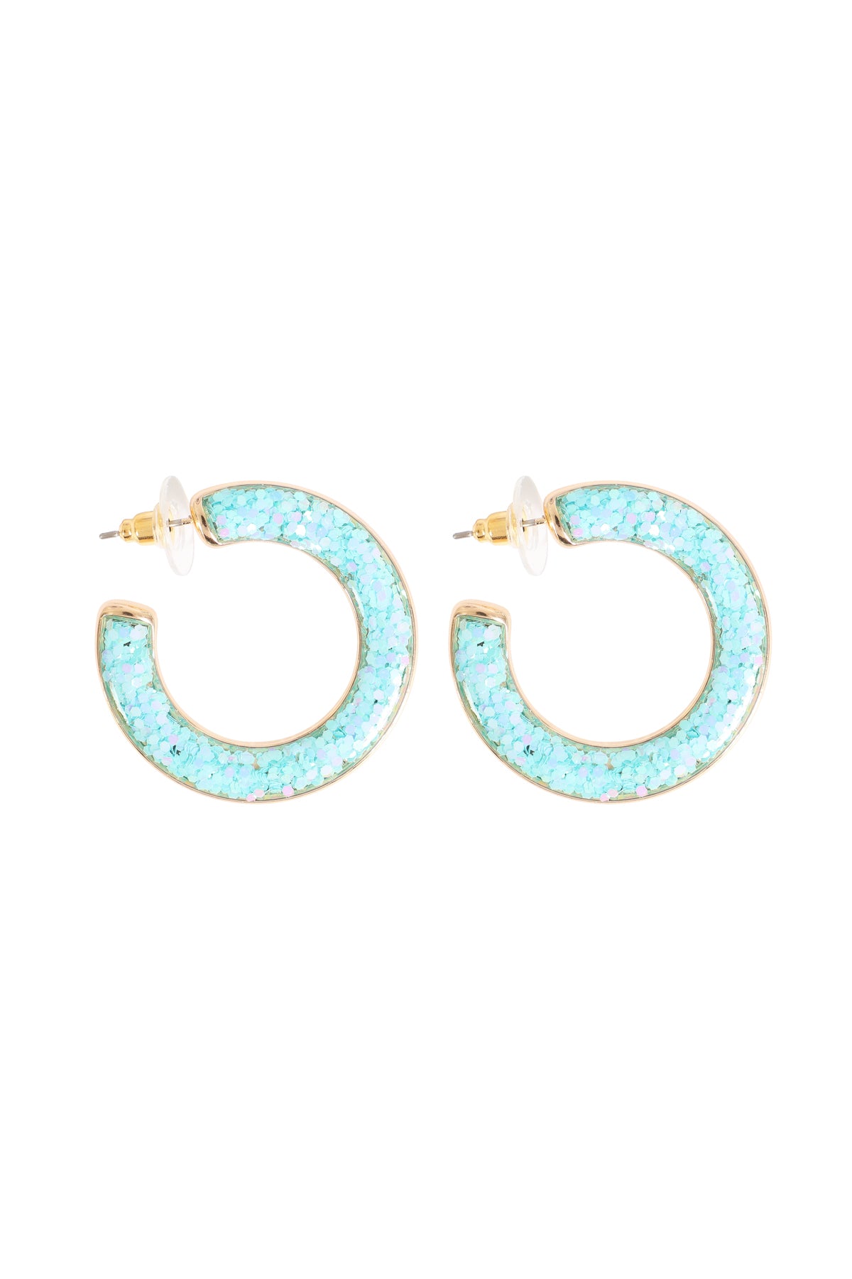 Glitter Epoxy Hoop Post Earrings