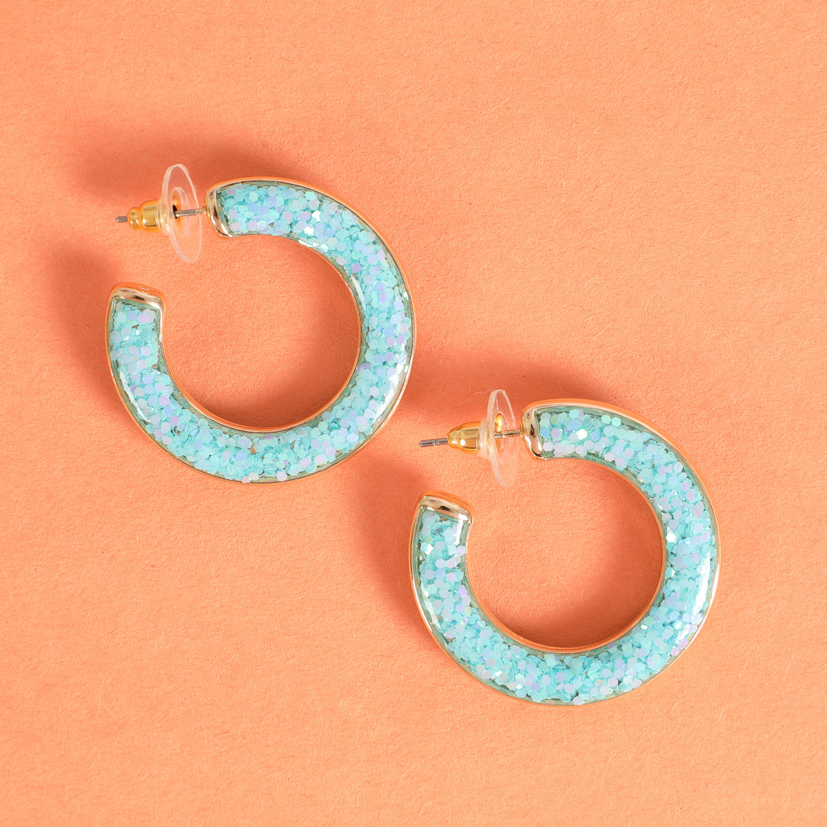 Glitter Epoxy Hoop Post Earrings