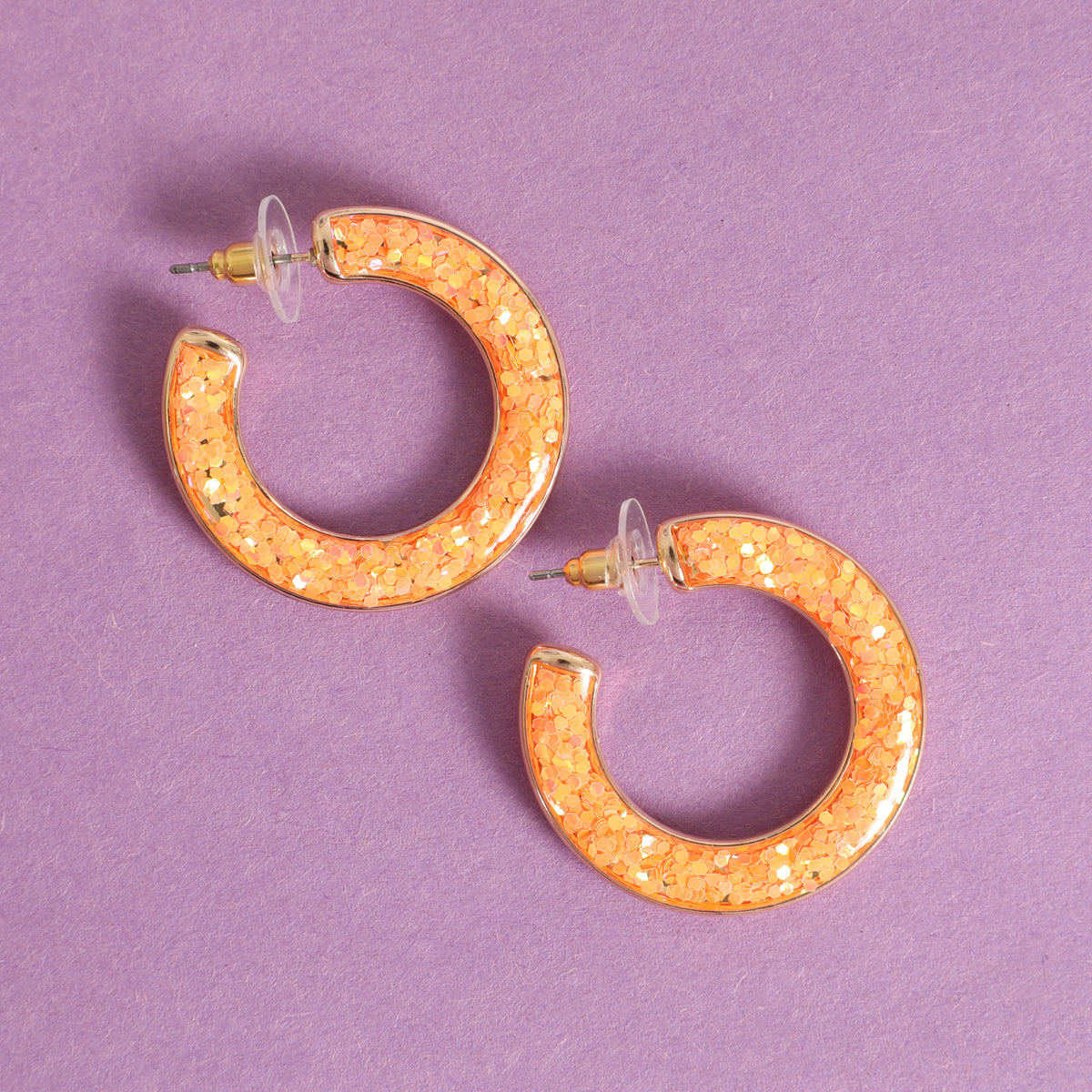 Glitter Epoxy Hoop Post Earrings