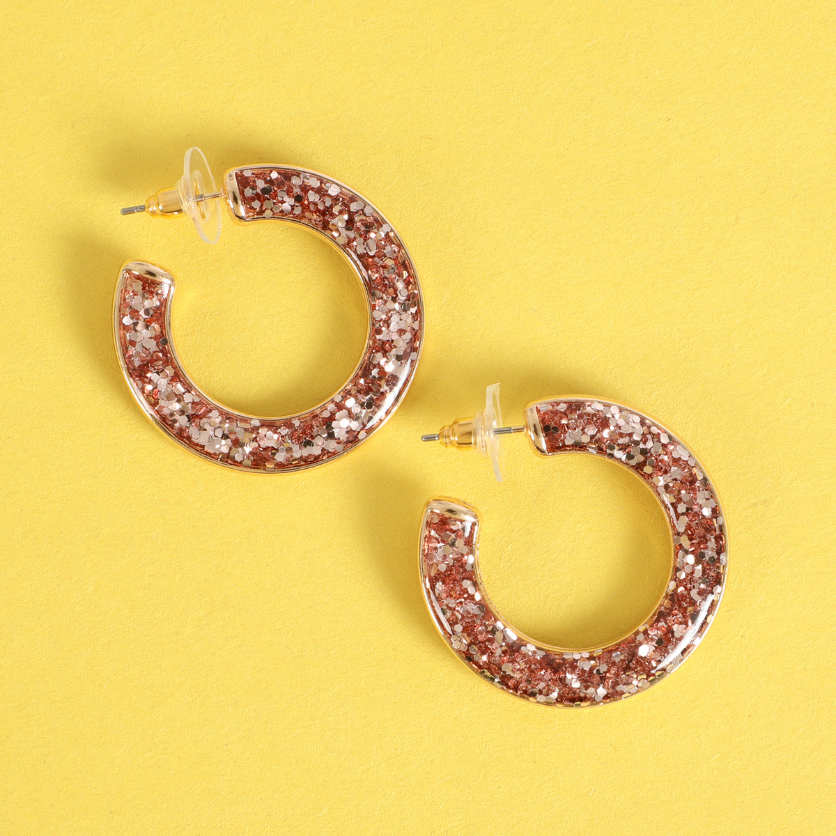 Glitter Epoxy Hoop Post Earrings